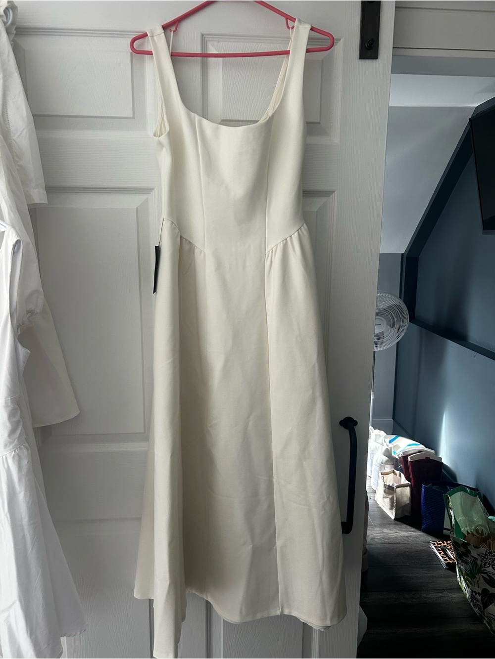 Dynamite Cream Square-Neck Midi Dress